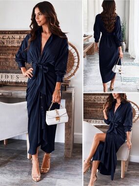 ✨ Navy Blue Satin Tie-Waist Midi Dress ✨
Amazon find | Women’s Medium